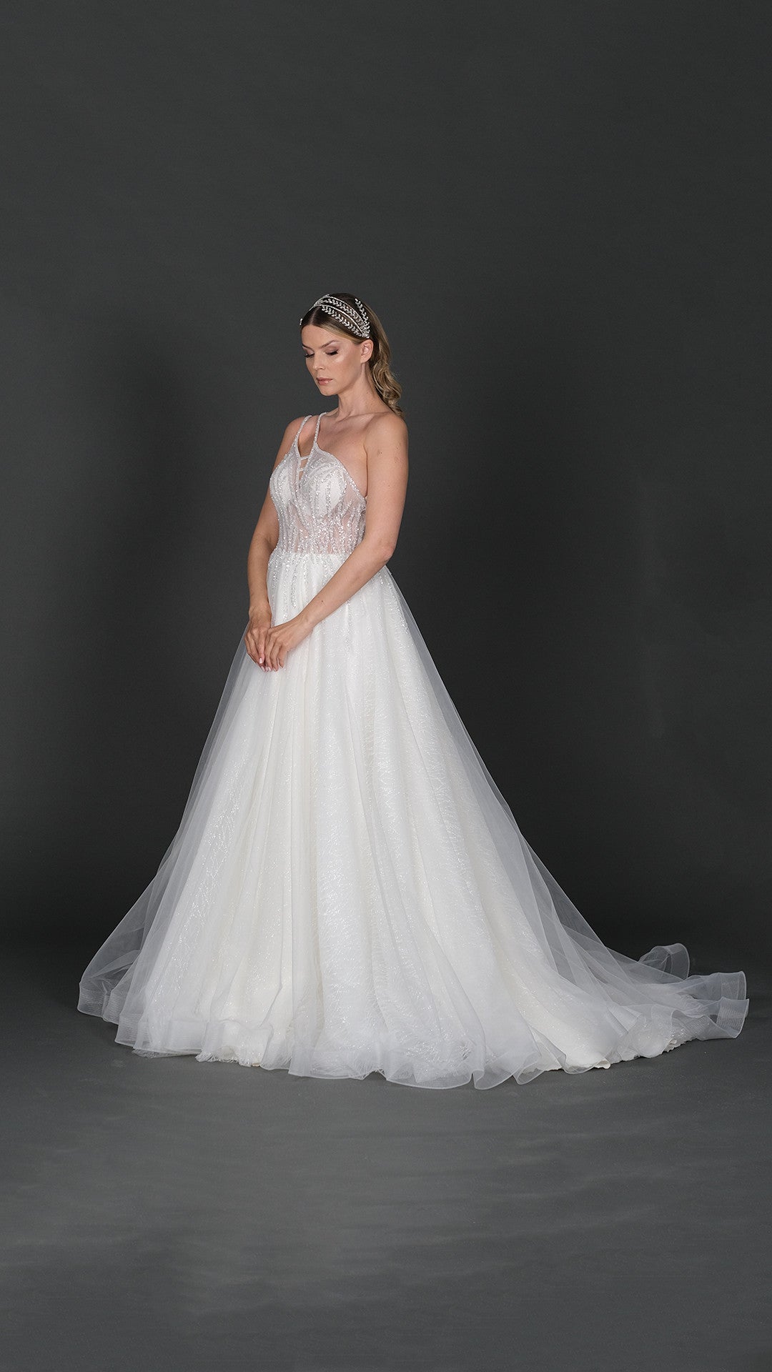 Lacın narrow skirt a line wedding dress