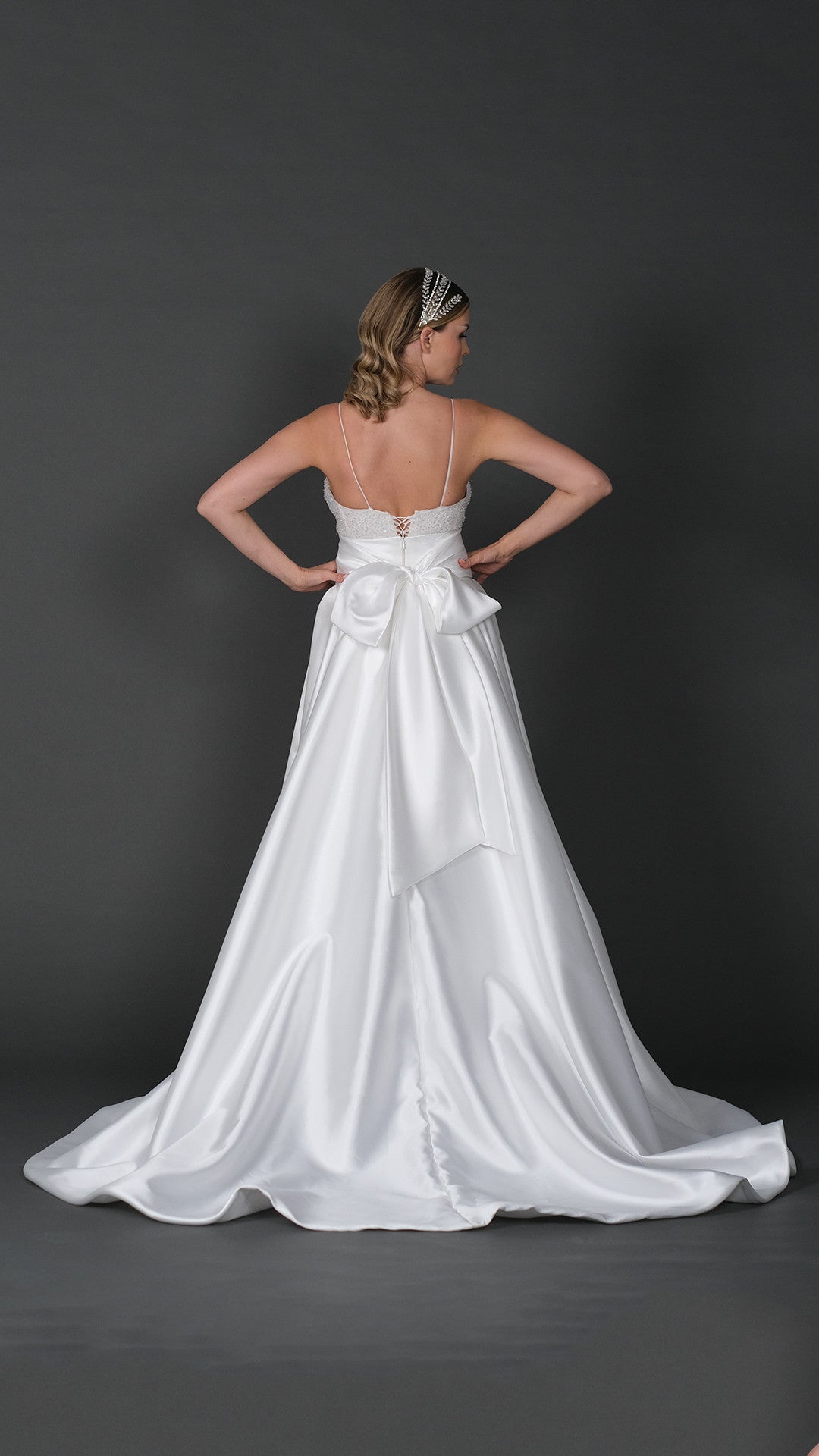 Eva narrow skirt a line wedding dress with detachable skirt