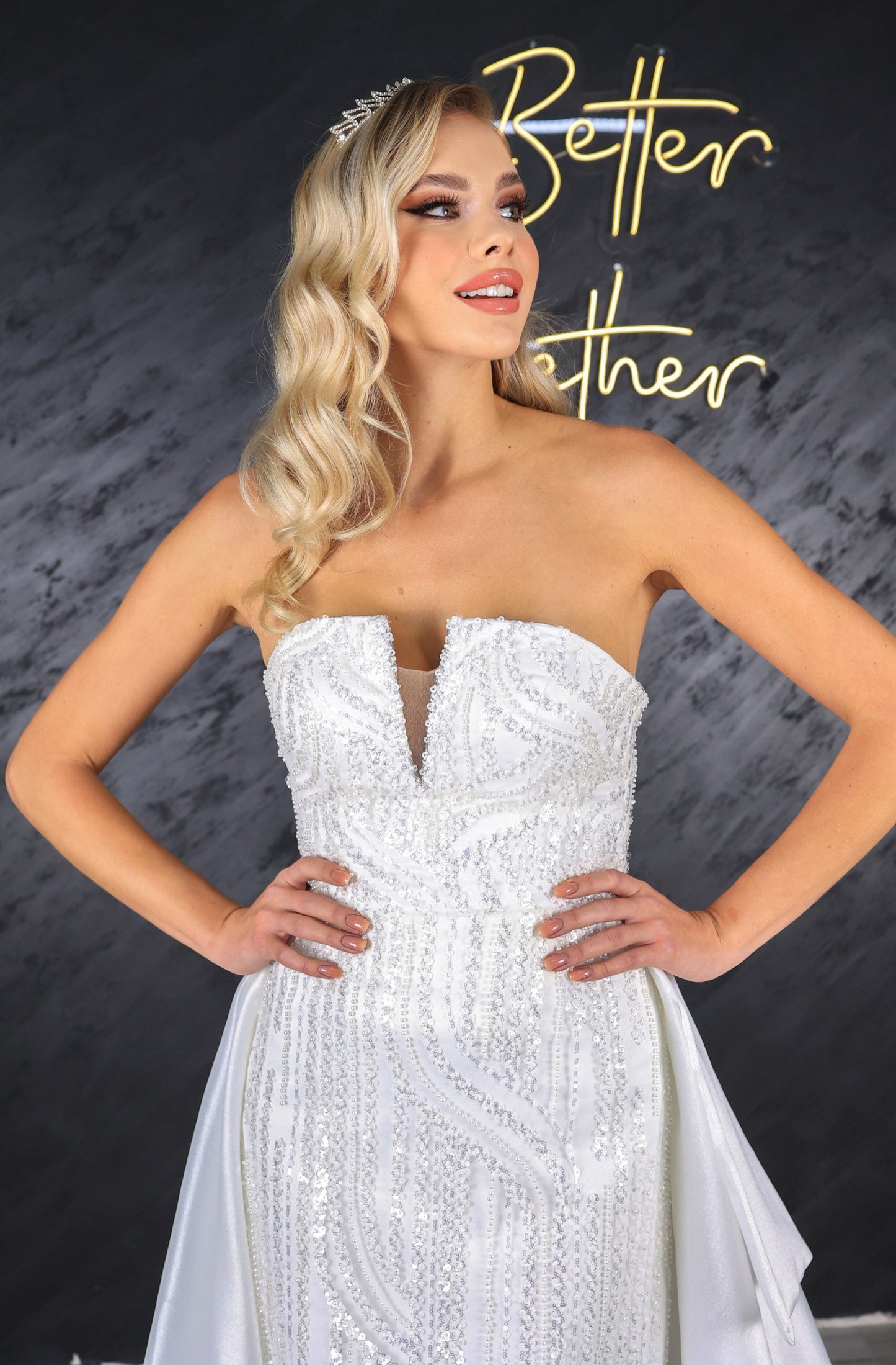 Rochie de mireasă Alvin Column cu fustă