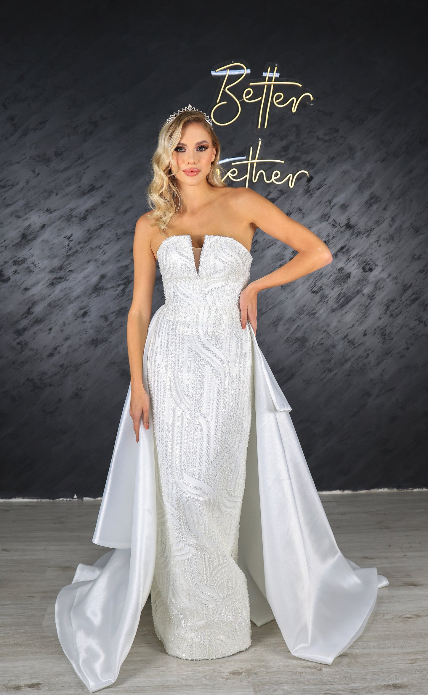 Rochie de mireasă Alvin Column cu fustă