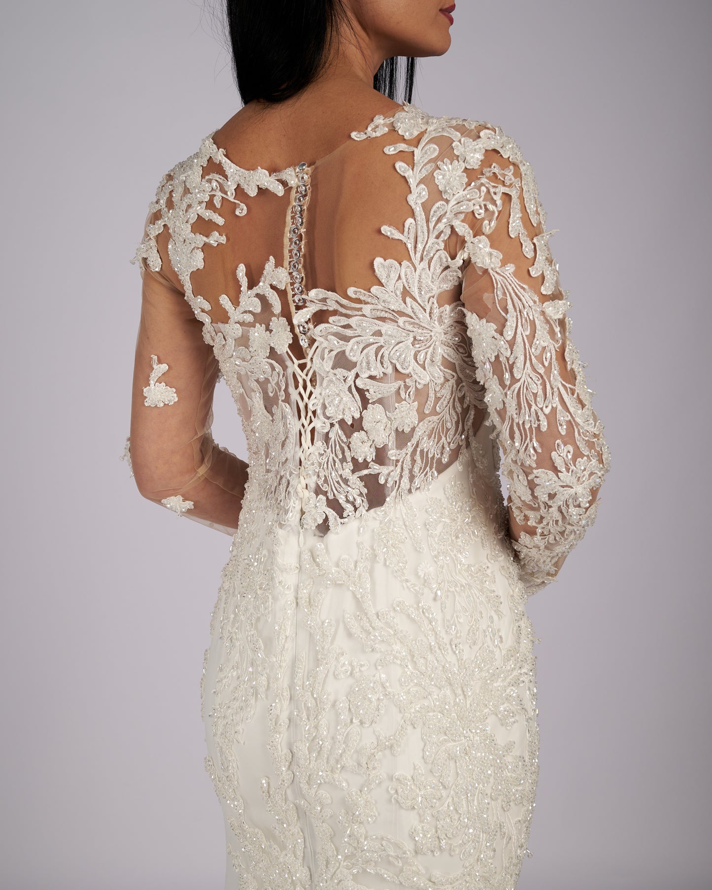 Rochie de mireasă Estelle cu model sirenă, model stras și mărgele manuale